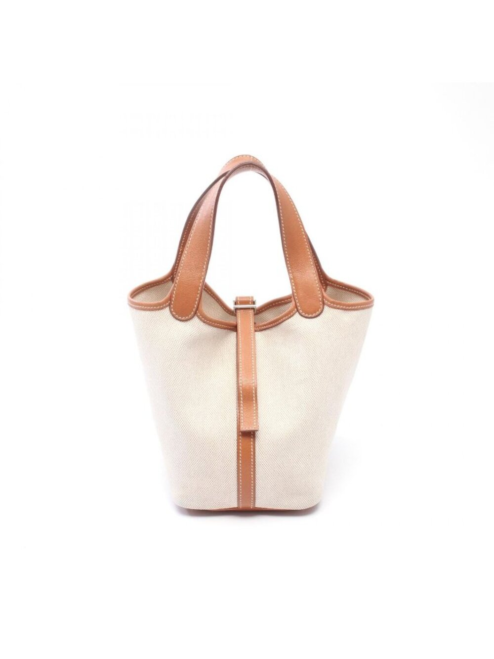 Hermes Handbag Picotin PM Ecru Fauve Canvas Leather